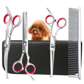 Household Pet Hair Clipper; Stainless Steel Professional Pet Grooming Tools (Color: Complete Set Of Pet Scissors)