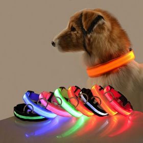 Glow-In-The-Dark Pet Collar for Dog & Cat for Night Walking; USB charging (Color: Red, size: XL)