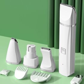 Dog Clipper Grooming Kit With 4 Cutter Head & 4 Guide Combs (Color: White)