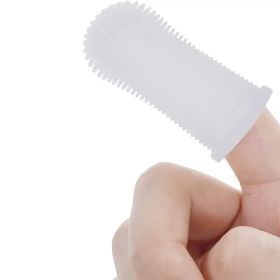 Dog Super Soft Pet Finger Toothbrush Teeth Cleaning (Color: White)