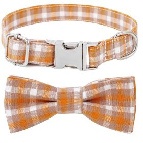 Plaid Dog Collar with Bow Adjustable Soft and Comfy (colour: Style 2, size: XS 1.0x30cm)