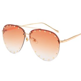 Frameless Sunglasses Cross border Punk Personality (colour: Tea frame tea slice)