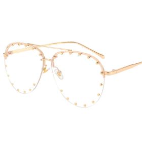 Frameless Sunglasses Cross border Punk Personality (colour: Gold frame flat)
