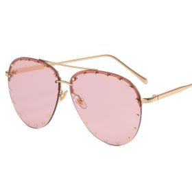 Frameless Sunglasses Cross border Punk Personality (colour: Gold framed light powder slice)