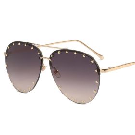 Frameless Sunglasses Cross border Punk Personality (colour: Gold framed coffee slices)