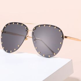 Frameless Sunglasses Cross border Punk Personality (colour: Gold framed double powder tablet)