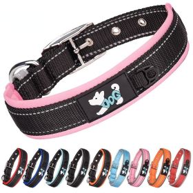 Dog collar; diving cloth reflective nylon collar; medium and large dog (Specification (L * W): S 2.0*(28-38)CM, colour: Color ribbon)