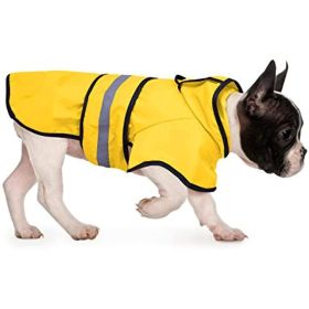 Reflective Raincoat Hooded Slicker Poncho Waterproof Dog Clothing (Color: Yellow, size: large)