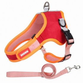 Dog Harnesses and dog leash set; Suede Chest Strap Saddle (Specification (L * W): L, colour: red)