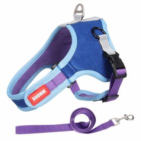 Dog Harnesses and dog leash set; Suede Chest Strap Saddle (Specification (L * W): XL, colour: Blue)