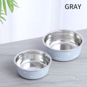 Dog Bowl for Food and Water, Stainless Steel Heavy Duty with Rubber Bottom (Color: Gray, size: M)