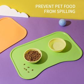 Dog Food Mat for Floors Waterproof, Thicker Non-Slip, Bowl (Color: Green)