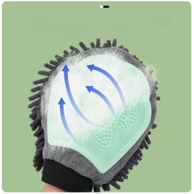 Bathing Brush 2-in-1 Grooming Glove Elegant Dog Grooming Tool (Color: Green)