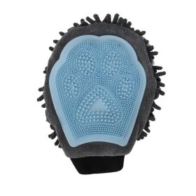 Bathing Brush 2-in-1 Grooming Glove Elegant Dog Grooming Tool (Color: Blue)