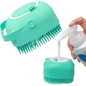 Dog Shampoo Massager Brush Grooming Scrubber Soft Silicone Brushes (Color: Blue)