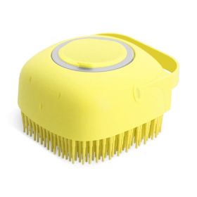 Dog Shampoo Massager Brush Grooming Scrubber Soft Silicone Brushes (Color: Yellow)