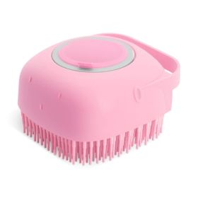 Dog Shampoo Massager Brush Grooming Scrubber Soft Silicone Brushes (Color: Pink)