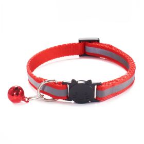 Reflective Dog Collar Nylon with Bell Neck Adjustable (Color: Red, size: M)