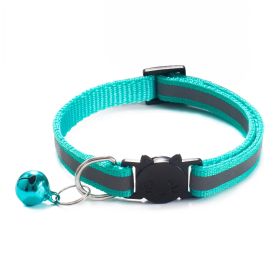 Reflective Dog Collar Nylon with Bell Neck Adjustable (Color: MINT, size: M)