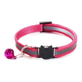 Reflective Dog Collar Nylon with Bell Neck Adjustable (Color: Pink, size: M)
