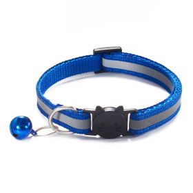 Reflective Dog Collar Nylon with Bell Neck Adjustable (Color: deep blue, size: M)