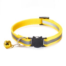 Reflective Dog Collar Nylon with Bell Neck Adjustable (Color: Yellow, size: M)