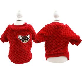 Dog Clothes Flannel Dog Winter Clothe Puppy (Color: Red)