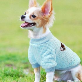 Dog Clothes Flannel Dog Winter Clothe Puppy (Color: Blue)