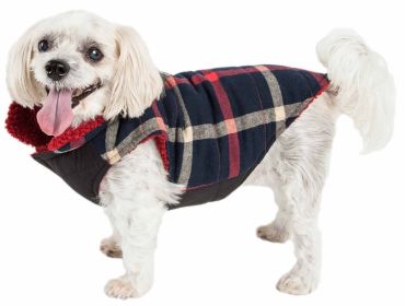 Classical Plaided Insulated Dog Coat Jacket (Color: Blue, size: medium)