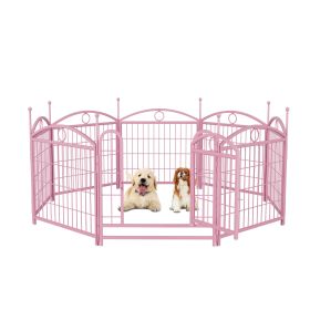Dog Playpen Indoor 24 inch 8 Panels Metal Dog Pen Fence Outdoor Exercise (Color: as Pic)
