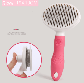 Pets Comb Beauty Styling Cleaning Automatic Hair Removal Comb (Color: Pink)