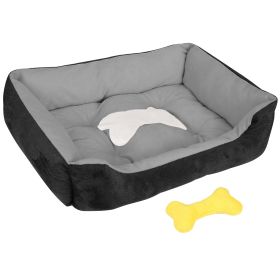 Pet Dog Bed Soft Warm Fleece Nest Sofa Bed Cushion Mat (Color: Black, size: XL)