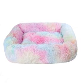 Soft Plush Orthopedic Pet Bed Slepping Mat Cushion (Color: Colorful, size: L ( 31 x 28 x 7 in ))