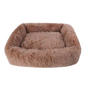 Soft Plush Orthopedic Pet Bed Slepping Mat Cushion (Color: Brown, size: L ( 31 x 28 x 7 in ))