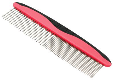 Wide and Narrow Tooth Grooming Pet Comb (Color: Red)