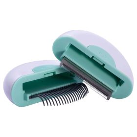 2-in-1 Travel Connecting Grooming Pet Comb and Deshedder (Color: Green, size: large)