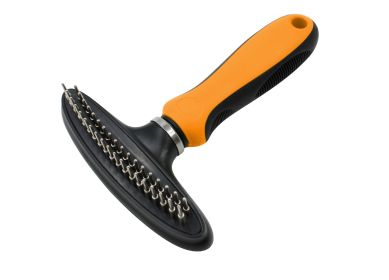 Flex Series Dual-Row Grooming Rake Pet Comb (Color: Orange)
