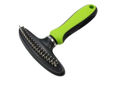 Flex Series Dual-Row Grooming Rake Pet Comb (Color: Green)