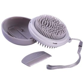 3-in-1 Travel Pocketed Dual Grooming Brush and Pet Comb (Color: Grey)