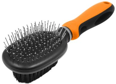Flex Series 2-in-1 Dual-Sided Pin and Bristle Grooming Pet Brush (Color: Orange)