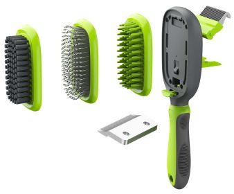Grooming Pet Comb 5-in-1 Interchangeable (Color: Green)