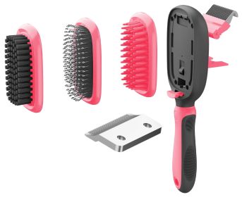 Grooming Pet Comb 5-in-1 Interchangeable (Color: Pink)
