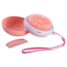 3-in-1 Travel Pocketed Dual Grooming Brush and Pet Comb (Color: Orange)
