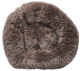 High-Grade Plush and Soft Rounded Dog Bed (Color: Brown, size: medium)