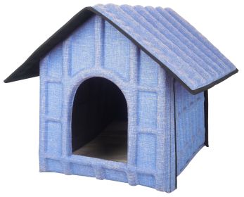Collapsi-Pad' Folding Lightweight Travel Pet House with inner Mat (Color: Blue)