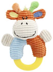 'Ring-O-Round' Plush Squeaking and Rubber Teething Newborn Puppy Toy (Color: Blue / Orange)