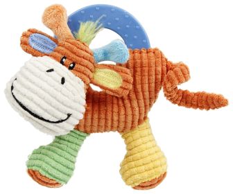 Plush Squeaking and Rubber Teething Newborn Puppy Toy (Color: Orange / Green / Yellow)