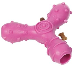 Treat Dispensing and Chewing Interactive TPR Dog Toy (Color: Pink)