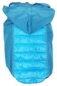Lightweight Hybrid 4-Season Stretch and Quick-Dry Dog Coat w/ Pop out Hood (Color: Blue, size: large)