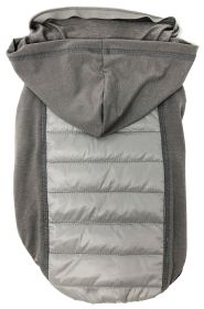 Lightweight Hybrid 4-Season Stretch and Quick-Dry Dog Coat w/ Pop out Hood (Color: Grey, size: large)